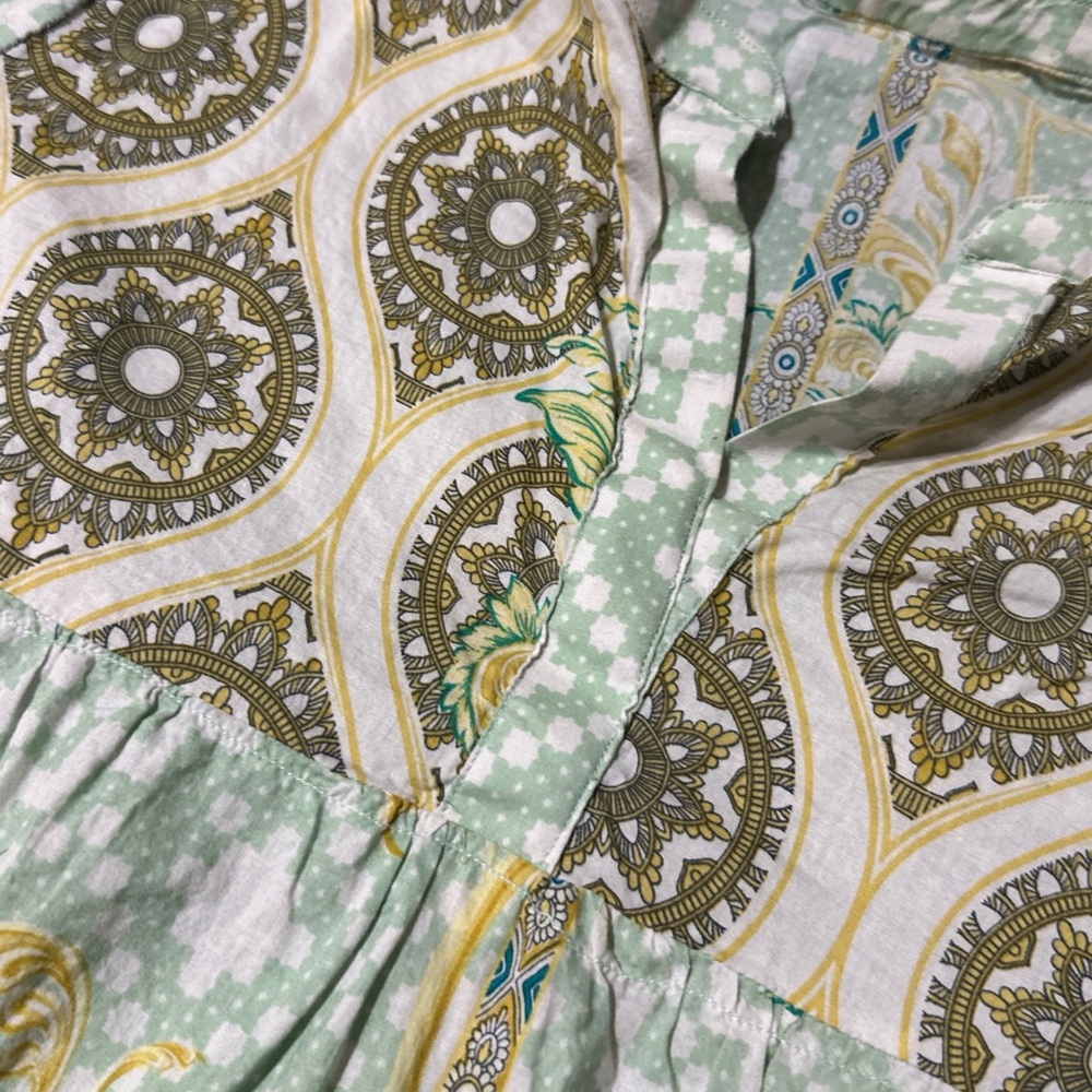 Bohemian Style Women’s M Tiered Mini Dress Tunic Paisley Floral Handmade Unique - Picture 6 of 11